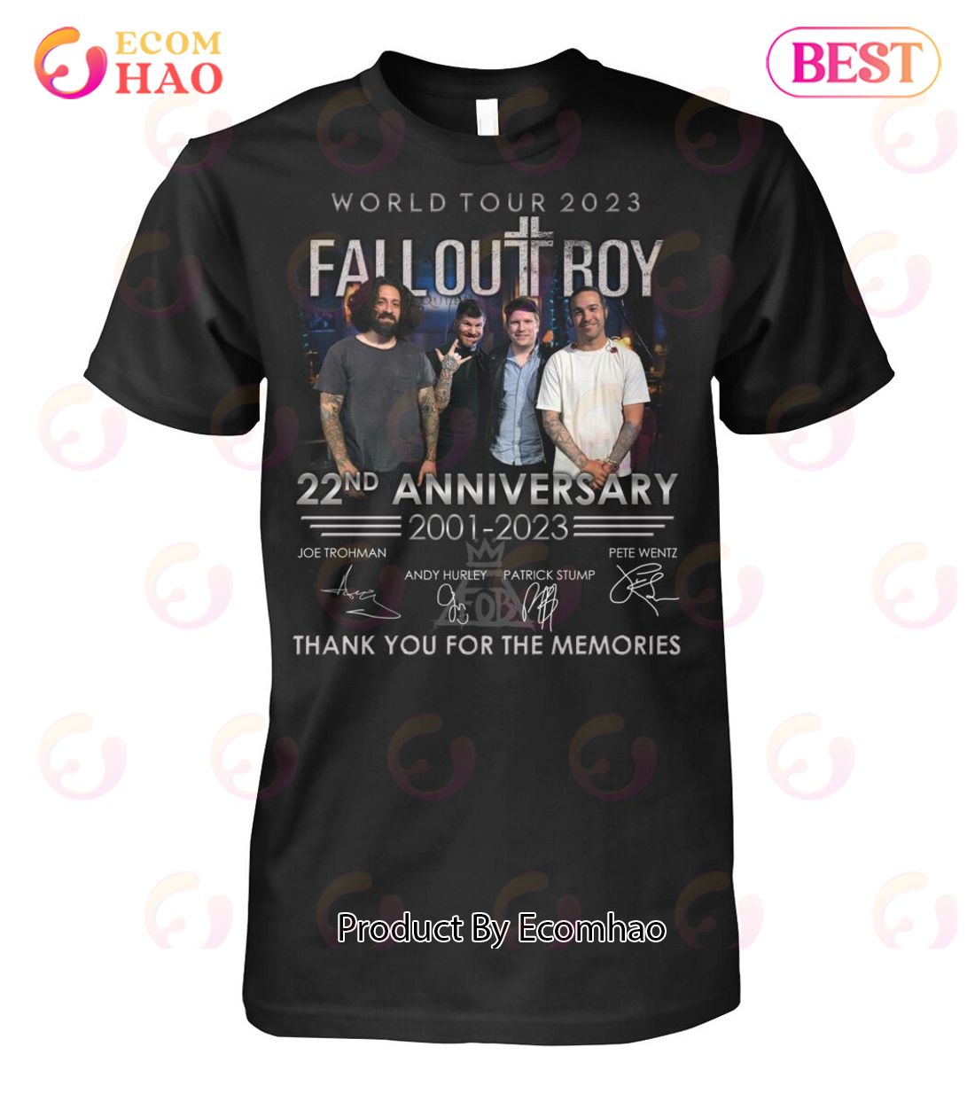 World Tour 2023 Fall Out Boy 22nd Anniversary 2001 – 2023 Thank You For The Memories T-Shirt