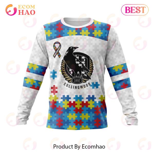AFL Collingwood Football Club  Autism Awareness Personalized Name & Number 3D Hoodie