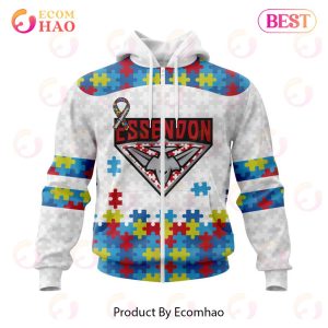 AFL Essendon Football Club Autism Awareness Personalized Name & Number 3D Hoodie