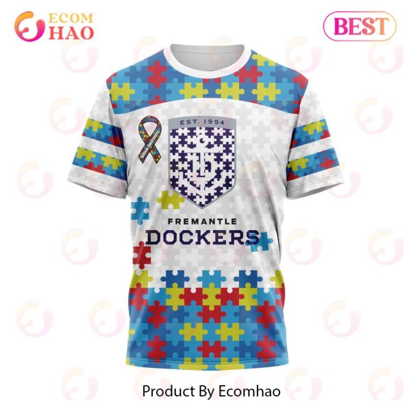 AFL Fremantle Dockers Autism Awareness Personalized Name & Number 3D Hoodie
