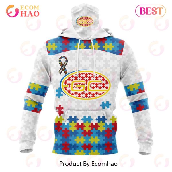 AFL Gold Coast Football Club Autism Awareness Personalized Name & Number 3D Hoodie