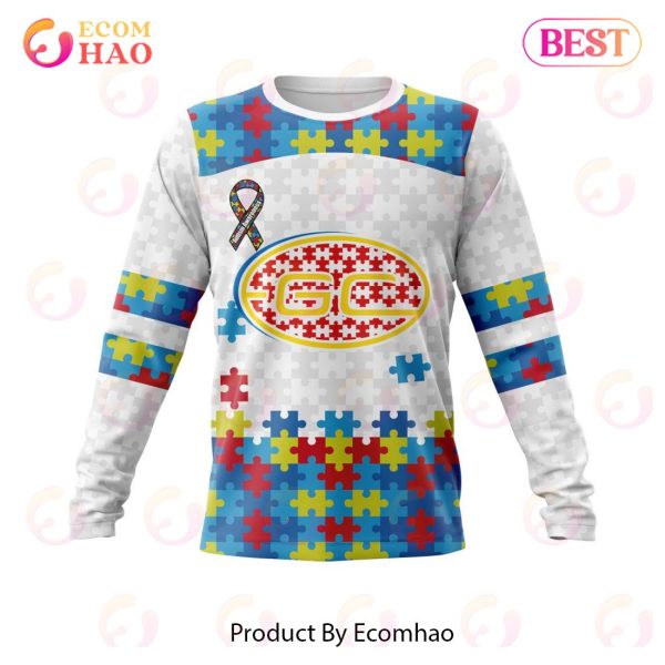 AFL Gold Coast Football Club Autism Awareness Personalized Name & Number 3D Hoodie