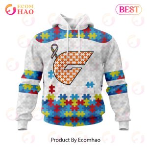 AFL Greater Western Sydney Giants Autism Awareness Personalized Name & Number 3D Hoodie