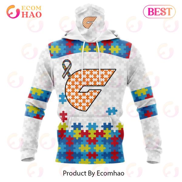 AFL Greater Western Sydney Giants Autism Awareness Personalized Name & Number 3D Hoodie