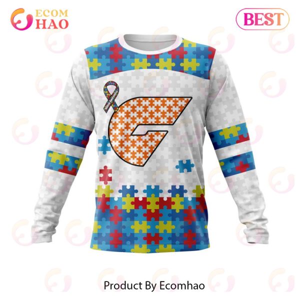 AFL Greater Western Sydney Giants Autism Awareness Personalized Name & Number 3D Hoodie
