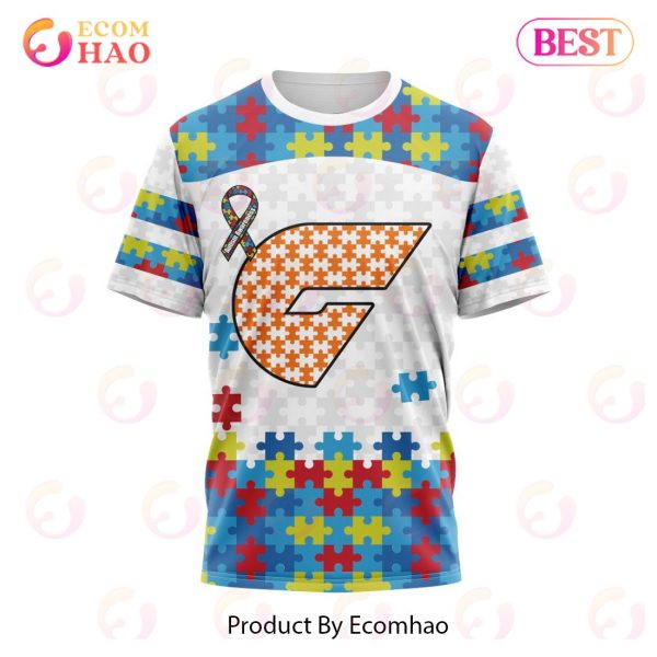 AFL Greater Western Sydney Giants Autism Awareness Personalized Name & Number 3D Hoodie