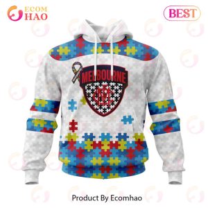 AFL Melbourne Football Club Autism Awareness Personalized Name & Number 3D Hoodie