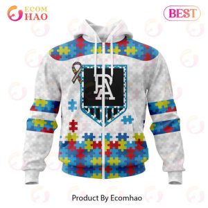 AFL Port Adelaide Autism Awareness Personalized Name & Number 3D Hoodie