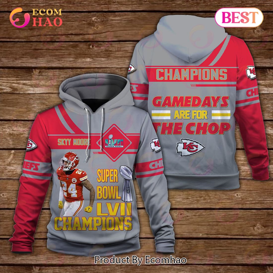 Skyy Moore Gamedays Are For The Chop Kansas City Chiefs Super Bowl Champion 2023 Unisex 3D Hoodie