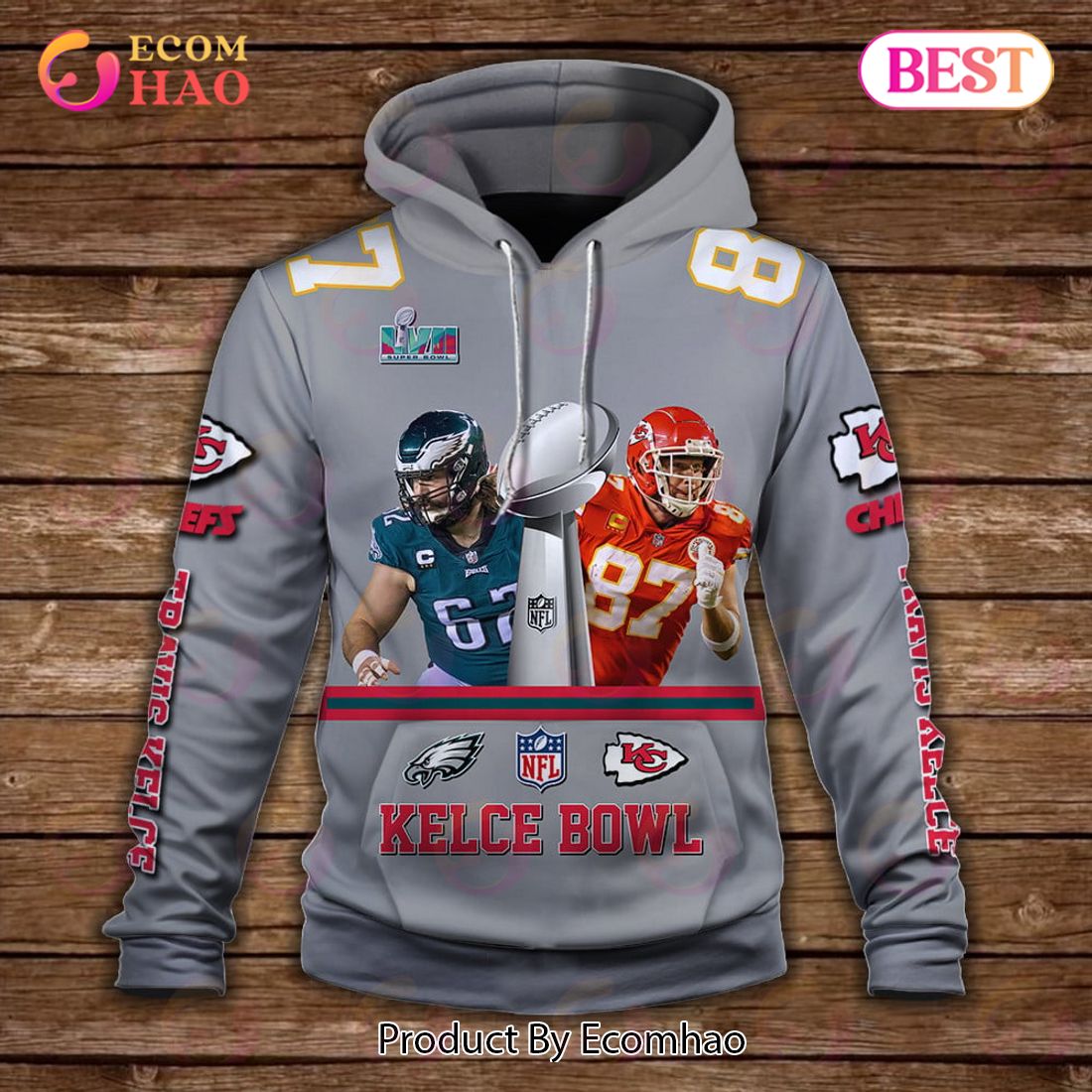 Travis Kelce 87 Kelce Bowl We Are The Best Team Kansas City Chiefs Super Bowl Champion 2023 Unisex 3D Hoodie