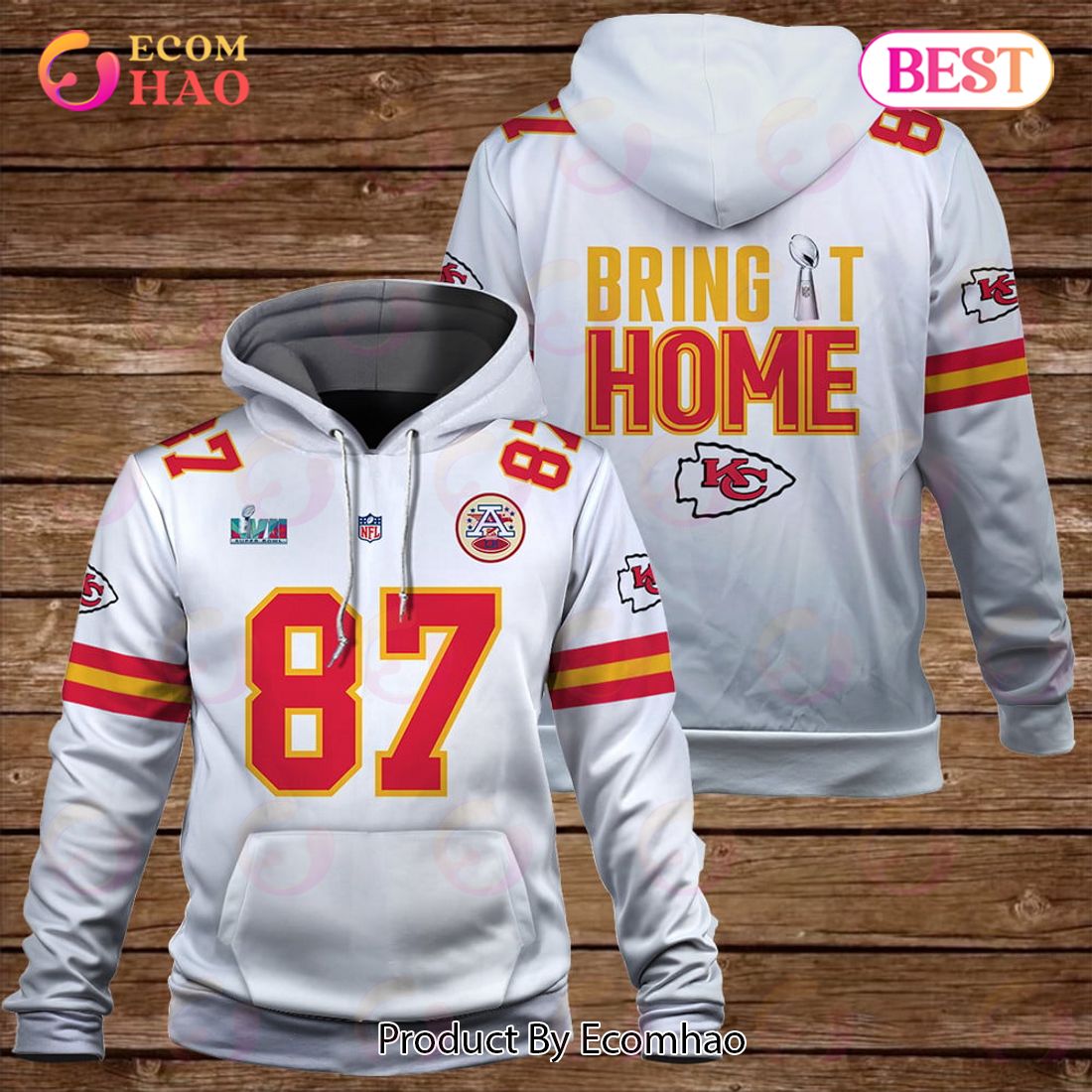 Travis Kelce Bring It Home Kansas City Chiefs Super Bowl Champion 2023 Unisex 3D Hoodie