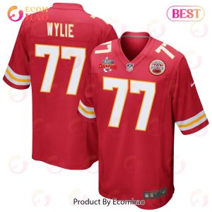 Andrew Wylie 77 Kansas City Chiefs Super Bowl LVII Champions 3 Stars Men Game Jersey – Red