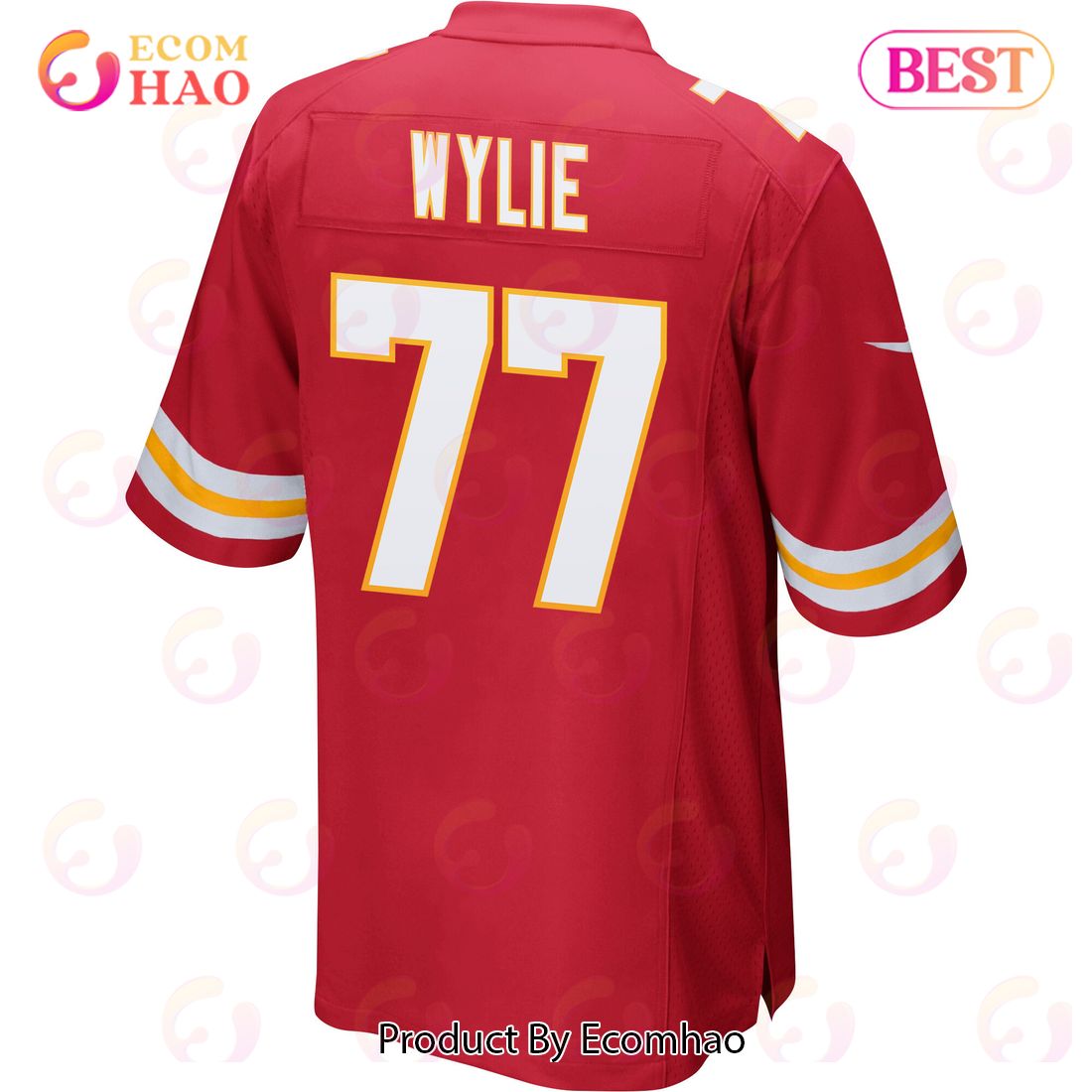 Andrew Wylie 77 Kansas City Chiefs Super Bowl LVII Champions 3 Stars Men Game Jersey – Red