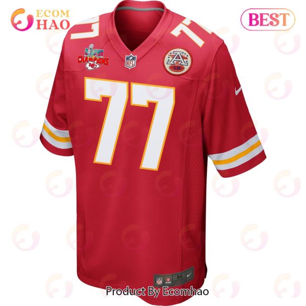Andrew Wylie 77 Kansas City Chiefs Super Bowl LVII Champions 3 Stars Men Game Jersey – Red
