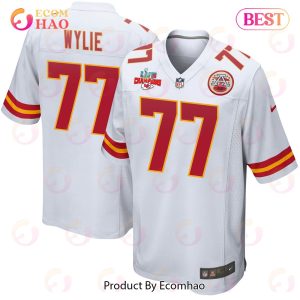 Andrew Wylie 77 Kansas City Chiefs Super Bowl LVII Champions 3 Stars Men Game Jersey – White