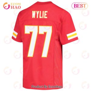 Andrew Wylie 77 Kansas City Chiefs Super Bowl LVII Champions 3 Stars Youth Game Jersey – Red