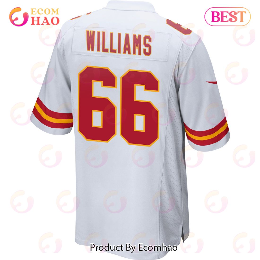 Brandon Williams 66 Kansas City Chiefs Super Bowl LVII Champions 3 Stars Men Game Jersey – White