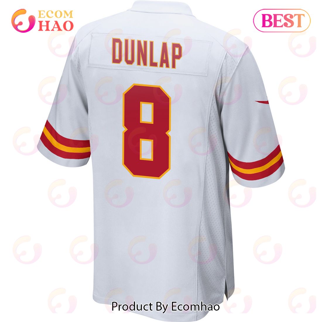 Carlos Dunlap 8 Kansas City Chiefs Super Bowl LVII Champions 3 Stars Men Game Jersey – White