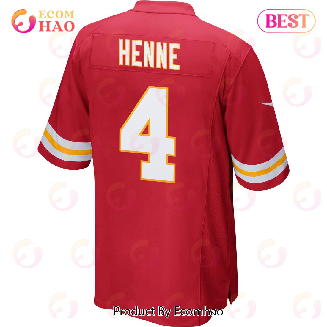 Chad Henne 4 Kansas City Chiefs Super Bowl LVII Champions 3 Stars Men Game Jersey – Red