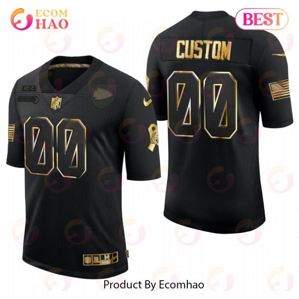 Chiefs  00 Custom Black 2023 Salute to Service Golden Limited Jersey