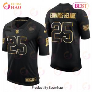 Chiefs  25 Clyde Edwards-Helaire Black 2023 Salute to Service Golden Limited Jersey