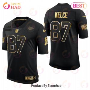 Chiefs  87 Travis Kelce Black 2023 Salute to Service Golden Limited Jersey