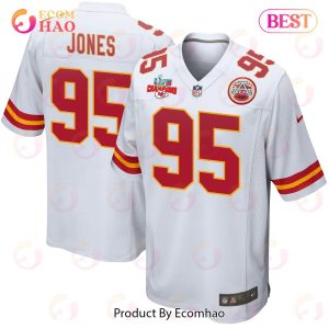 Chris Jones 95 Kansas City Chiefs Super Bowl LVII Champions 3 Stars Men Game Jersey – White