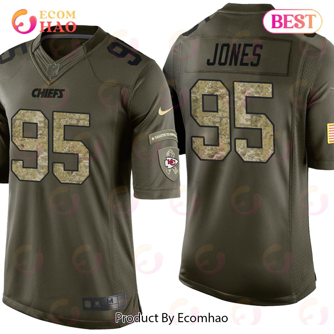 Chris Jones Kansas City Chiefs Green Camo Salute to Service Jersey