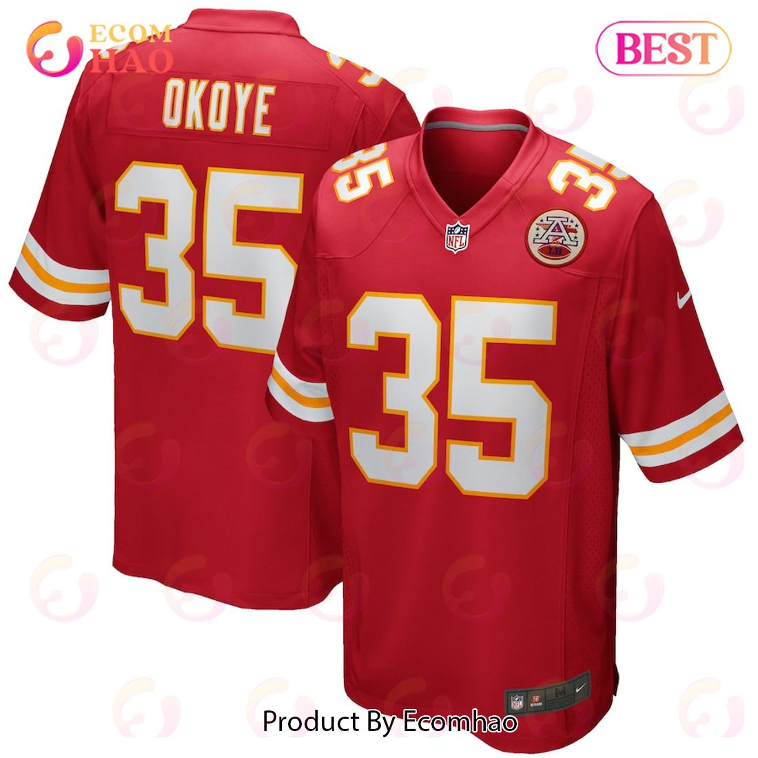 Christian Okoye Kansas City Chiefs Nike Game Retired Player Jersey – Red Luxury Items