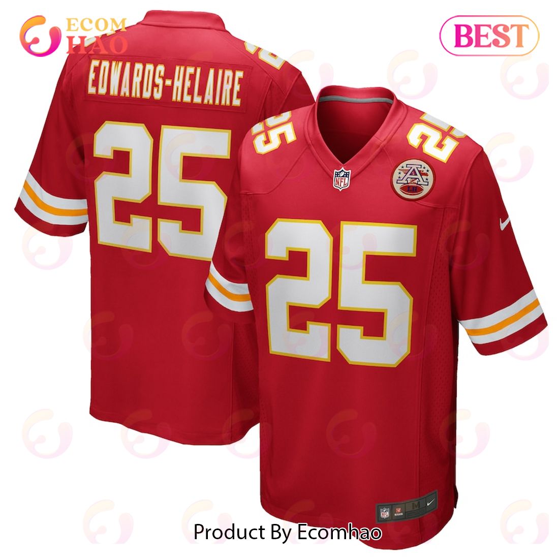 Clyde Edwards-Helaire Kansas City Chiefs Nike 2023 NFL Draft First Round Pick Game Jersey – Red Luxury Items