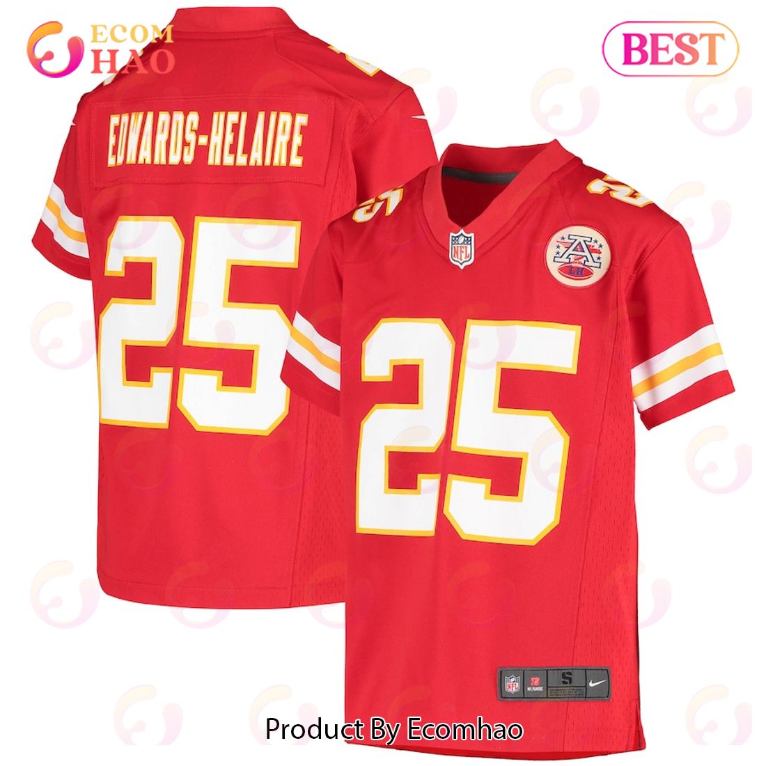 Clyde Edwards-Helaire Kansas City Chiefs Nike Youth Team Game Jersey – Red Luxury Items