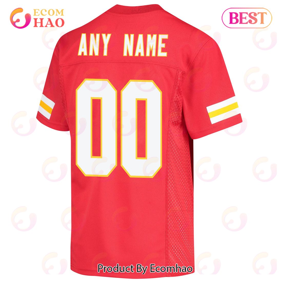 Custom Kansas City Chiefs Super Bowl LVII Champions 3 Stars Youth Game Jersey – Red