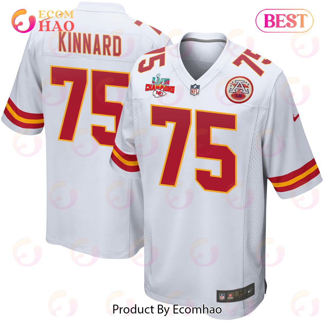 Darian Kinnard 75 Kansas City Chiefs Super Bowl LVII Champions 3 Stars Men Game Jersey – White