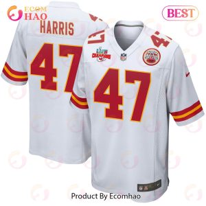 Darius Harris 47 Kansas City Chiefs Super Bowl LVII Champions 3 Stars Men Game Jersey – White