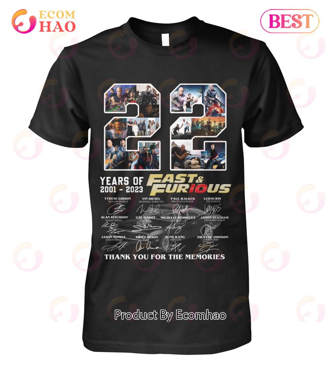 22 Years Of 2001 – 2023 Fast & Furious Thank You For The Memories T-Shirt