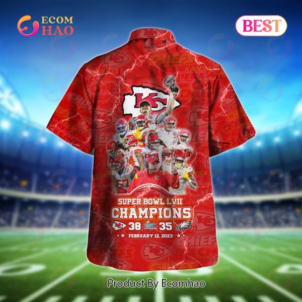 Super Bowl LVII Champions Go Chiefs Kansas City Chiefs Hawaiian Shirt, Short Sleeve Shirt