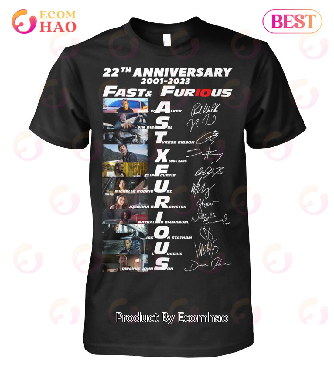 22th Anniversary 2001 – 2023 Fast And Furious Movie Actors List T-Shirt