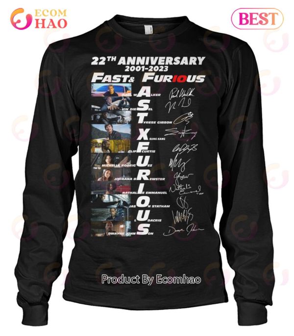 22th Anniversary 2001 – 2023 Fast And Furious Movie Actors List T-Shirt