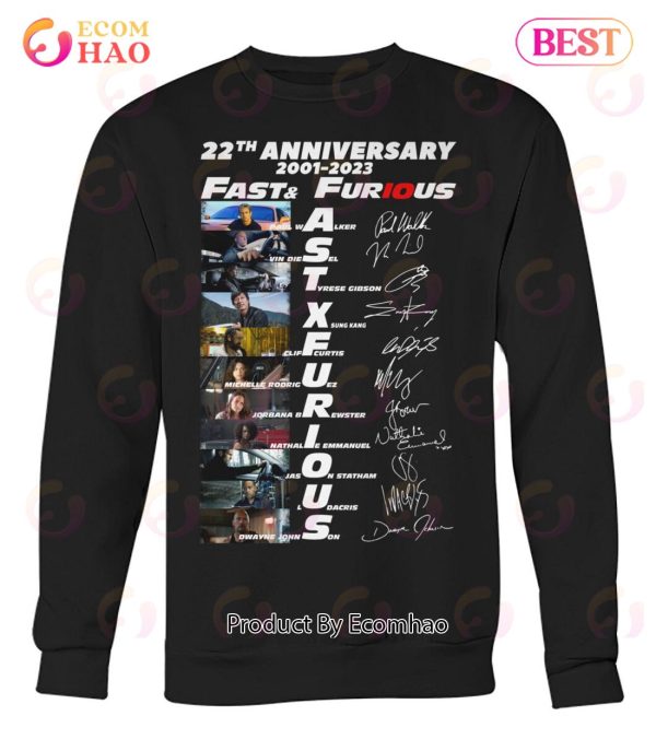 22th Anniversary 2001 – 2023 Fast And Furious Movie Actors List T-Shirt