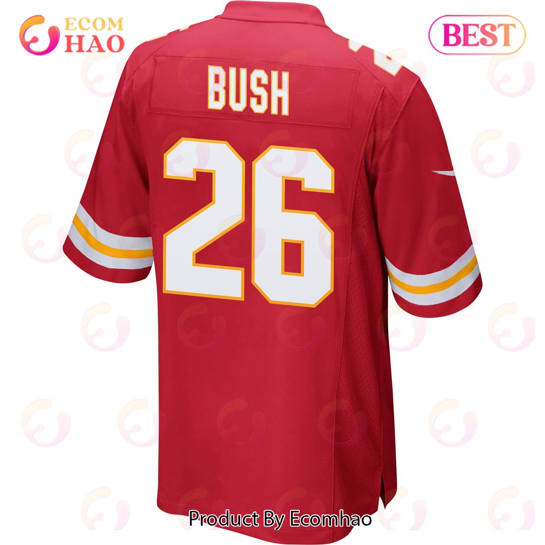 Deon Bush 26 Kansas City Chiefs Super Bowl LVII Champions 3 Stars Men Game Jersey – Red