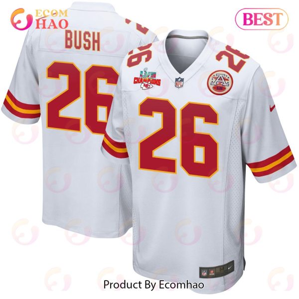 Deon Bush 26 Kansas City Chiefs Super Bowl LVII Champions 3 Stars Men Game Jersey – White