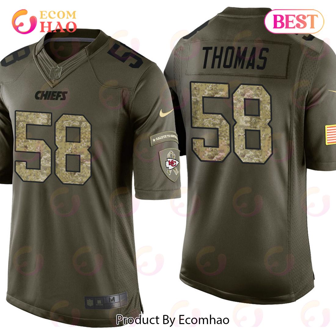 Derrick Thomas Kansas City Chiefs Green Camo Salute to Service Jersey