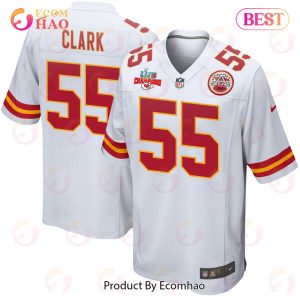 Frank Clark 55 Kansas City Chiefs Super Bowl LVII Champions 3 Stars Men Game Jersey – White