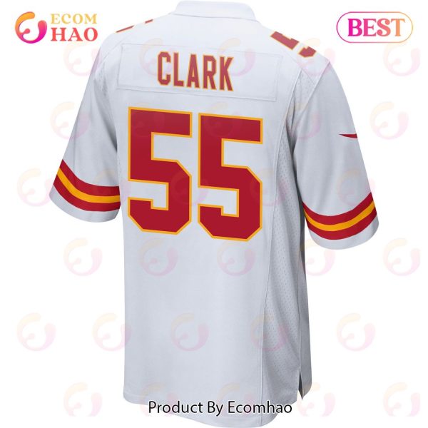Frank Clark 55 Kansas City Chiefs Super Bowl LVII Champions 3 Stars Men Game Jersey – White