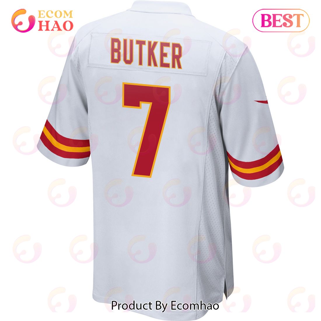 Harrison Butker 7 Kansas City Chiefs Super Bowl LVII Champions 3 Stars Men Game Jersey – White