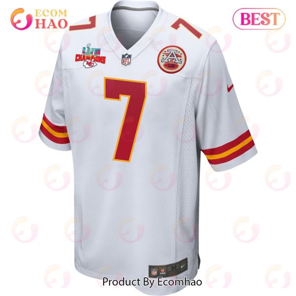 Harrison Butker 7 Kansas City Chiefs Super Bowl LVII Champions 3 Stars Men Game Jersey – White