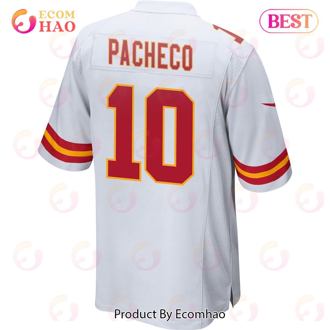 Isiah Pacheco 10 Kansas City Chiefs Super Bowl LVII Champions 3 Stars Men Game Jersey – White