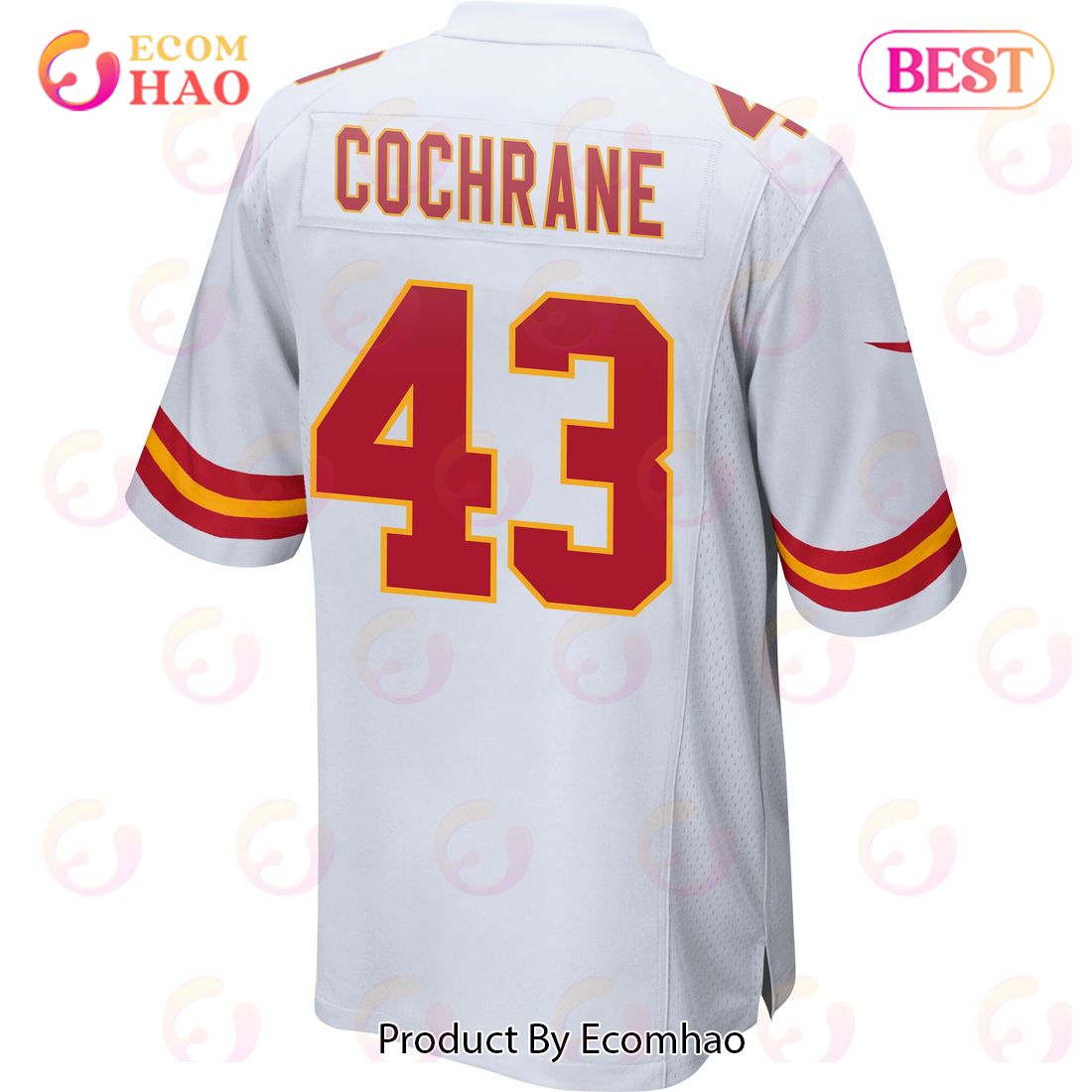 Jack Cochrane 43 Kansas City Chiefs Super Bowl LVII Champions 3 Stars Men Game Jersey – White