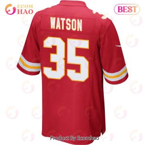 Jaylen Watson 35 Kansas City Chiefs Super Bowl LVII Champions 3 Stars Men Game Jersey – Red