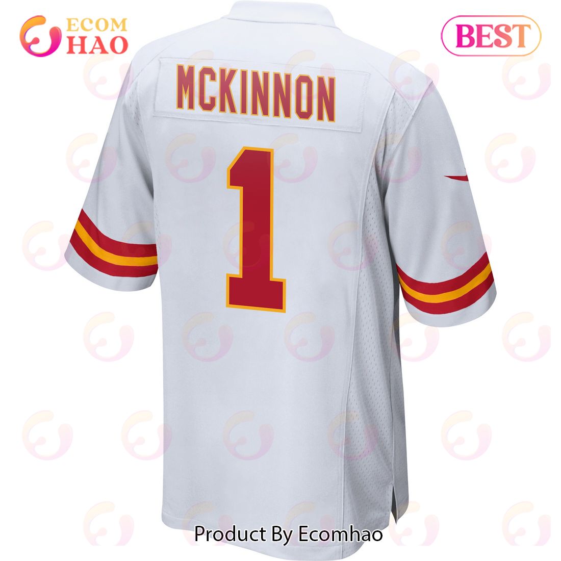 Jerick McKinnon 1 Kansas City Chiefs Super Bowl LVII Champions 3 Stars Men Game Jersey – White